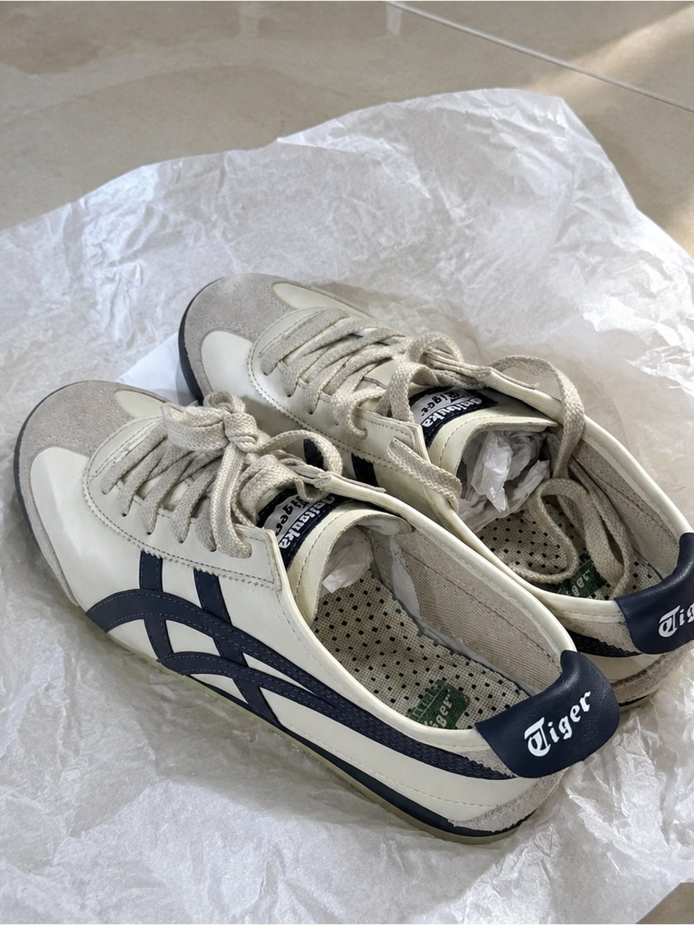 Onitsuka Tiger by Asics Men’s Cream & Navy Low-Profile Sneakers